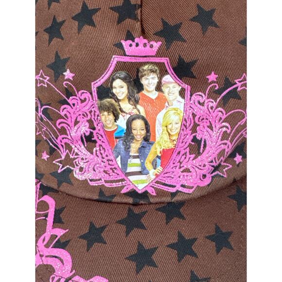 Y2K Brown Pink Glitter Disney High School Musical HSM Trucker Cap Baseball Hat - Picture 2 of 6
